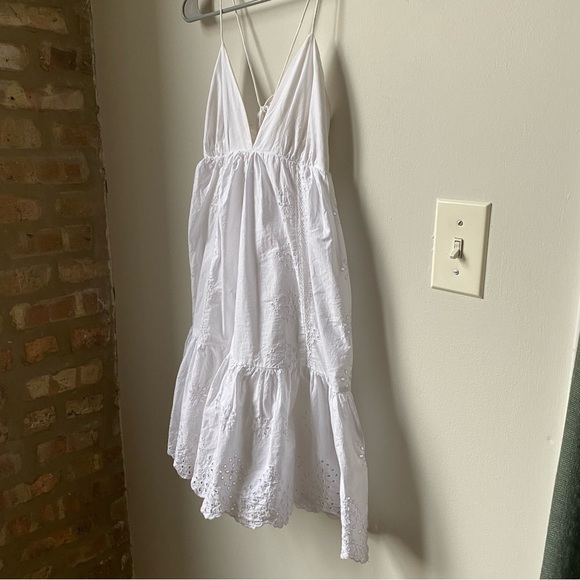 Zara White Eyelet Sundress size small tiered dress adjustable strap length - Picture 4 of 9